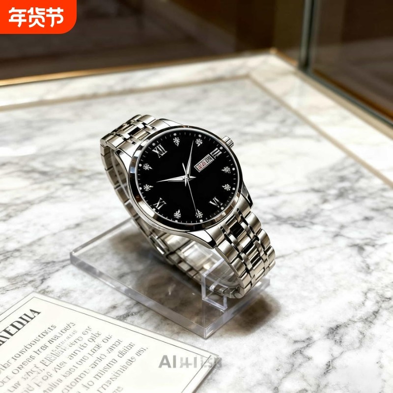 全自动男表手表男款机械风全自动防水数字双日历防水腕表男高级感