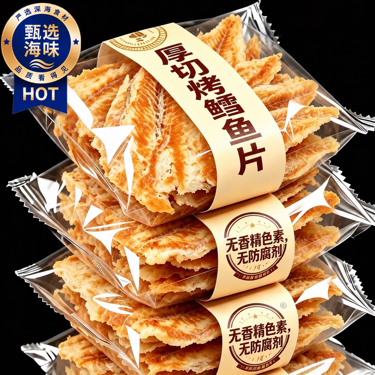 深海鳕鱼片烤鱼片即食炭烤旗舰店无添加干货孕妇解馋零食低脂追剧图片