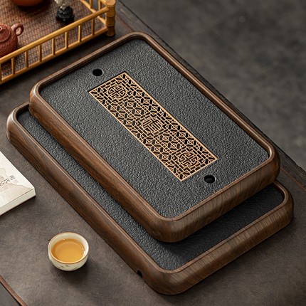 高档仿乌金石茶盘家用茶台沥水盘茶托盘茶具2024新款茶海套装干泡