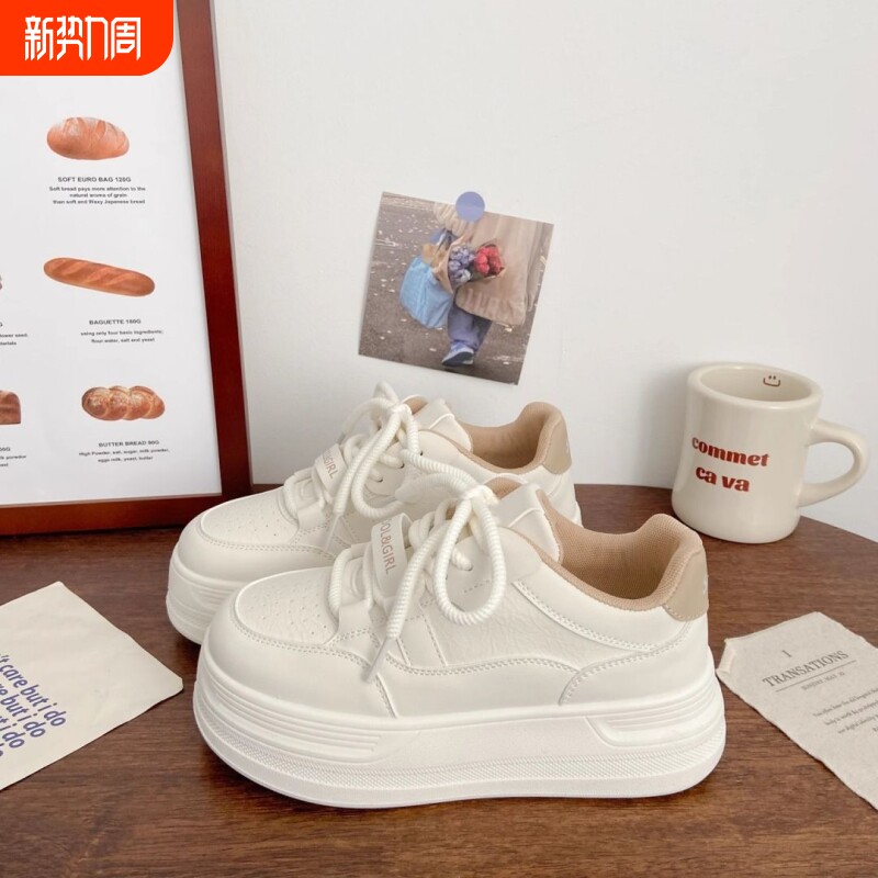 品牌断码丑萌厚底小白鞋女大头2026春秋新款原创小众透气百搭松糕