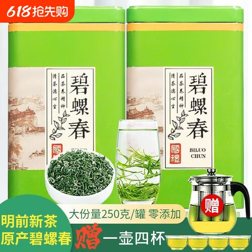 【送一壶四杯】碧螺春正宗绿茶今年新茶茶叶浓香型高端礼盒装250g