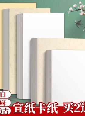 国画卡纸全白全麻镜面宣纸生宣熟宣半生熟作品书法专用生宣纸水墨