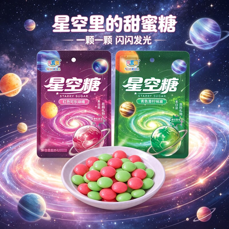 星空糖星球造型酸甜水果糖网红高颜值袋装休闲零食糖果