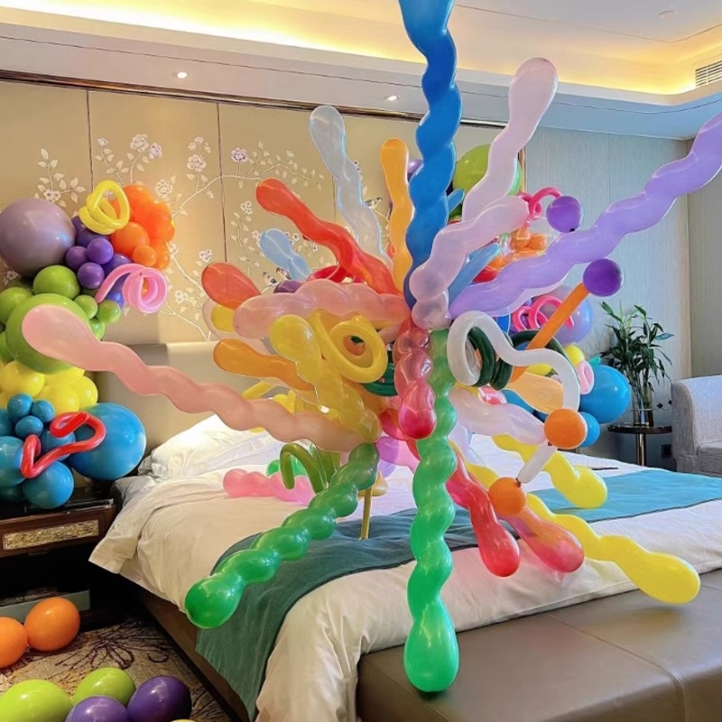 儿童宝宝过生日螺旋气球防爆加厚多巴胺学校班级晚会装饰场景布置