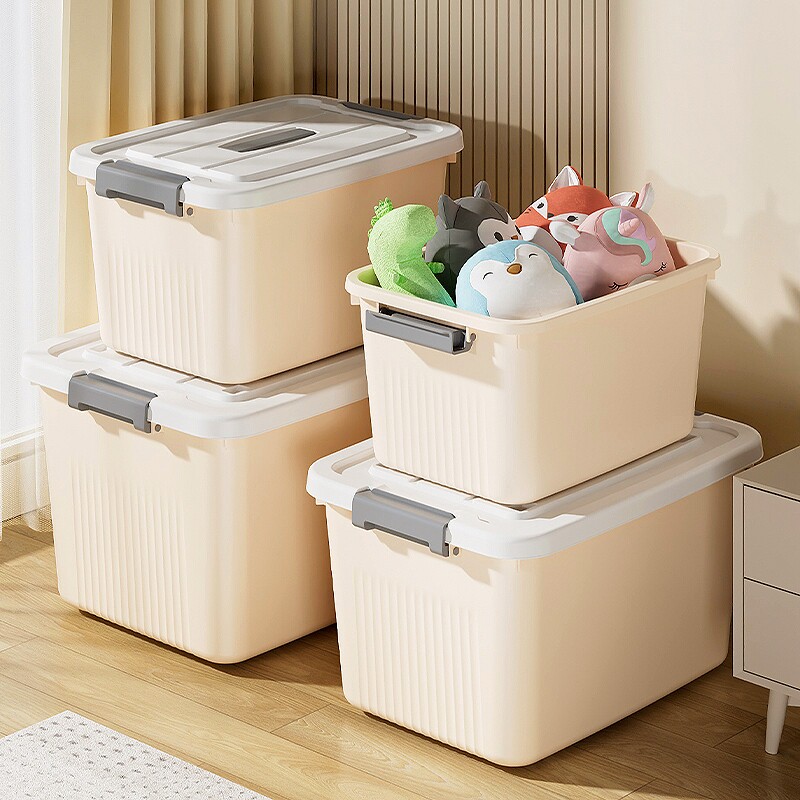 收纳箱家用大容量衣物玩具储物箱盖带滑轮杂物收纳盒周转储物箱子