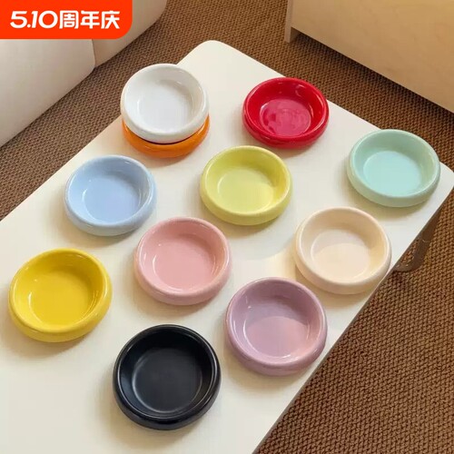 pecolo陶瓷碗猫咪仓鼠食盆可爱猫粮碗虎皮鹦鹉防翻陶瓷冻干零食