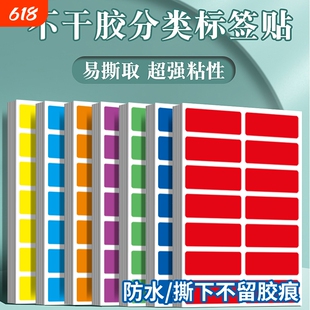 防水标签彩色贴纸分类不干胶彩虹名字贴分组姓名标识作业本标记记号贴图书不留胶物品办公白色红色绿色
