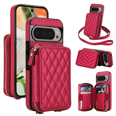 适用于Google pixel 9/9pro/9proxl/10/10pro/10proxl 斜跨小香风钱包插卡全包时尚防摔带挂绳手机壳