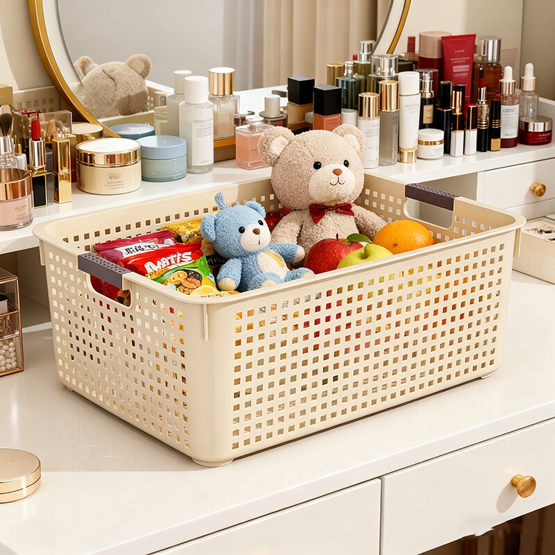 收纳筐厨房收纳篮塑料储物筐桌面整理盒零食收纳盒子杂物书本玩具
