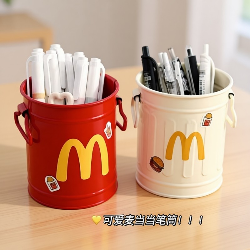 美式复古创意桌面摆件笔筒办公室高颜值麦门可爱学生文具收纳粉色红色绿色,文具电教/文化用品/商务用品,笔筒,淘宝优惠券,粉丝福利购,淘宝优惠卷
