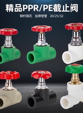PPR截止阀4分20PE水管阀门6分25塑料闸阀开关32管材配件热熔