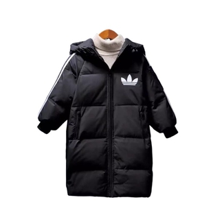 儿童羽绒服男女中长款冬季2026年新款中大童A294黑色白鸭绒轻薄