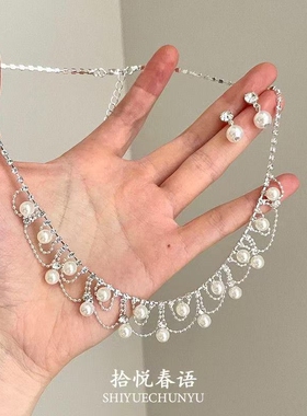 「旧梦心事」法式复古蕾丝花边珍珠项链优雅气质轻奢高级感锁骨链