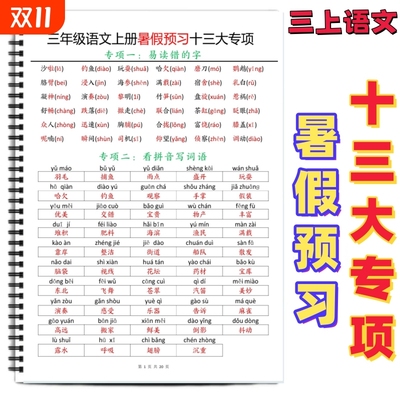 三年级上语文暑假预习十三大专项