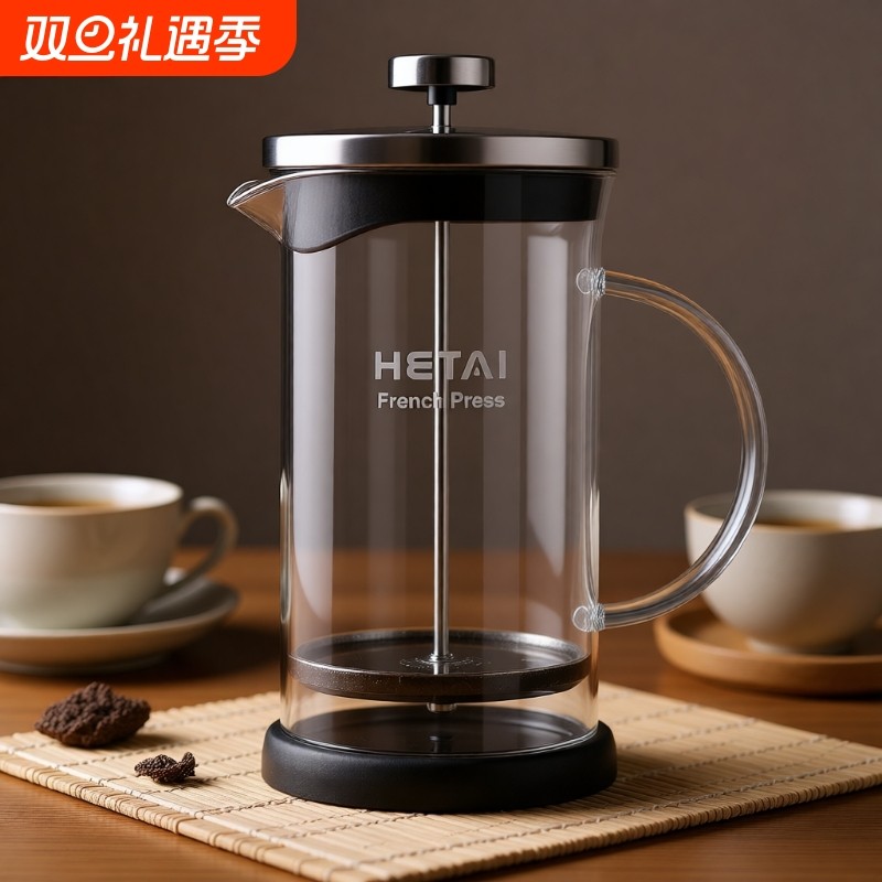 法式法压壶咖啡壶手冲过滤杯打奶泡器具茶壶玻璃滤压壶加厚咖啡