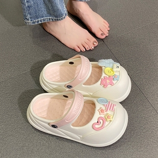 外穿复古玛丽珍凉鞋 EVA包头单鞋 夏季 女夏软底百搭简约时尚 洞洞鞋