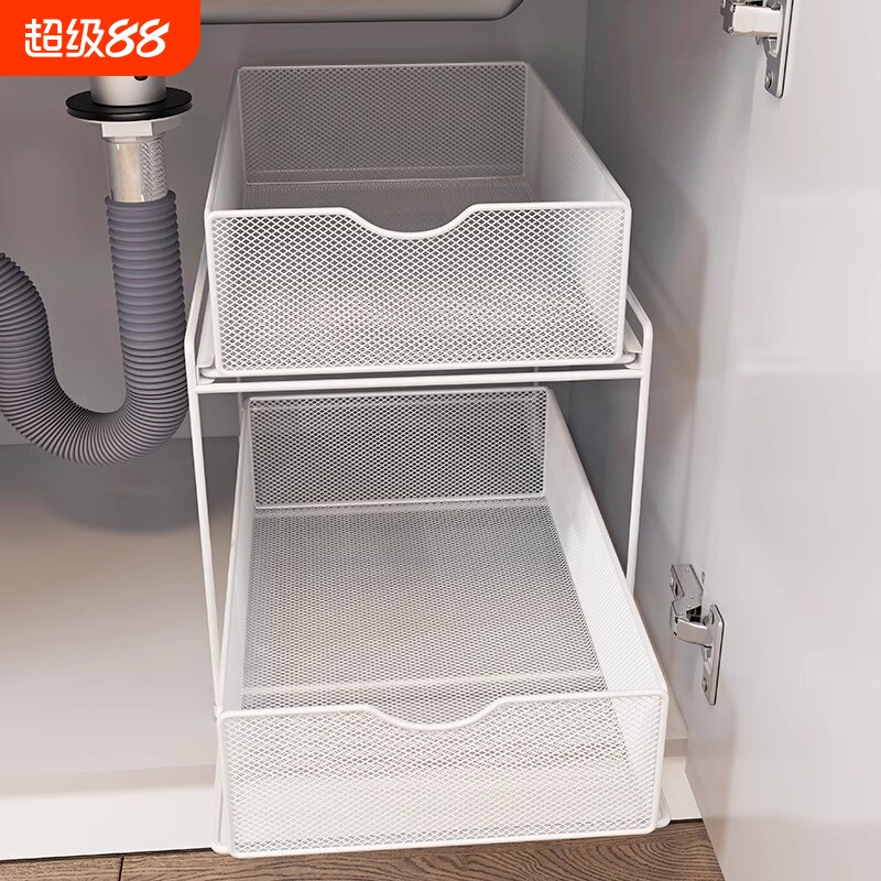 浴室置物架卫生间拉篮收纳筐盒抽屉式下水槽盆下抽拉式分层柜内图片