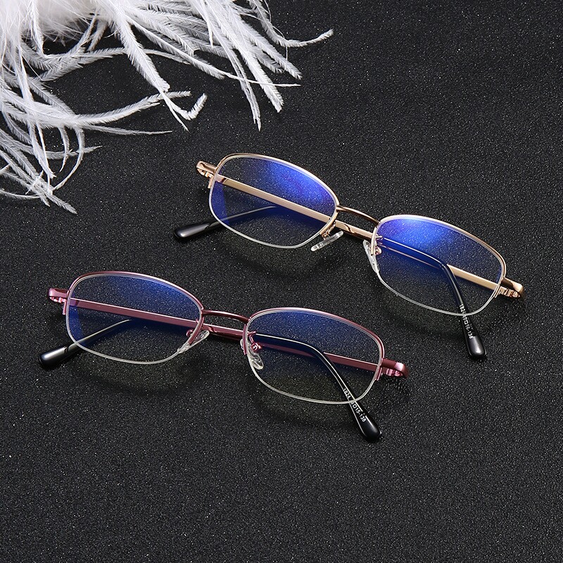 跨境金属时尚半框老花镜男防蓝光树脂镀膜小框阅读眼镜女厂家批发