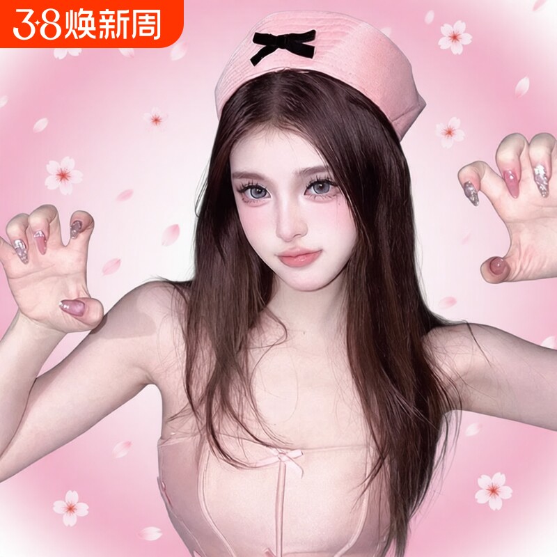 2025年夏季少女蝴蝶结水手帽海军帽粉色可爱甜美护士帽cos贝雷