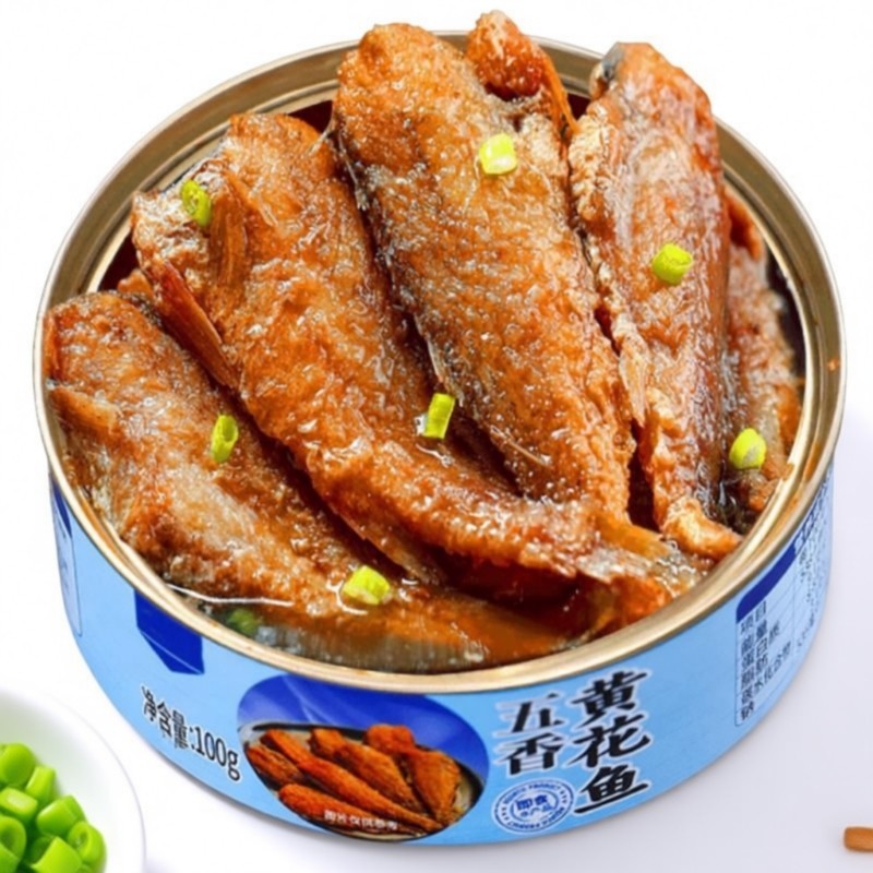 五香黄花鱼罐头即食100g罐装海鲜罐头下饭菜香酥鱼罐头五香带鱼