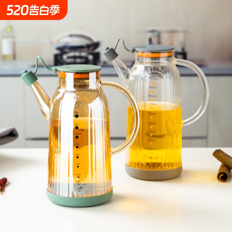 玻璃油壶厨房家用鹰嘴油瓶装酱油醋调料瓶不锈钢油罐不挂油密封