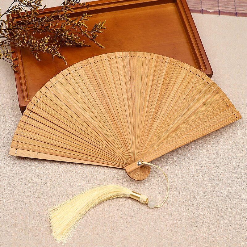 扇子中式折扇古风夏天小巧便携旗袍汉服专用舞蹈扇汉服流苏全竹扇