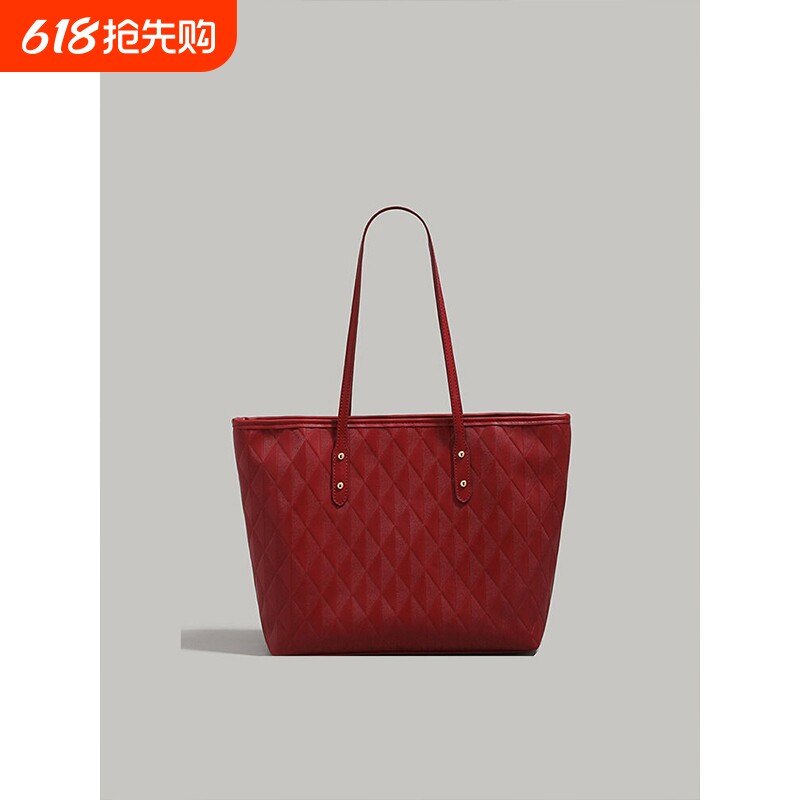 伊布古奇时尚托特包包女式2025新款高级感大容量超火新娘红色婚包