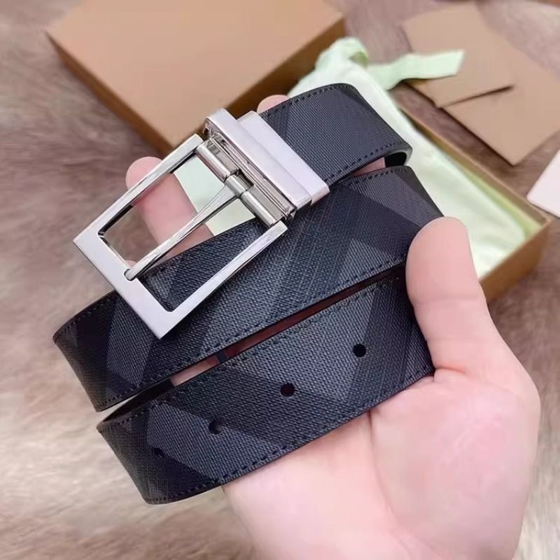 LVАFGН皮带男士真皮针扣头层牛皮高档腰带百搭青年格子裤带奢