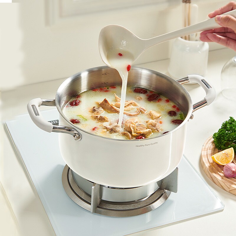 苏泊尔陶瓷无涂层不锈钢加深汤锅家用燃气电磁炉蒸煮炖锅双耳蒸锅