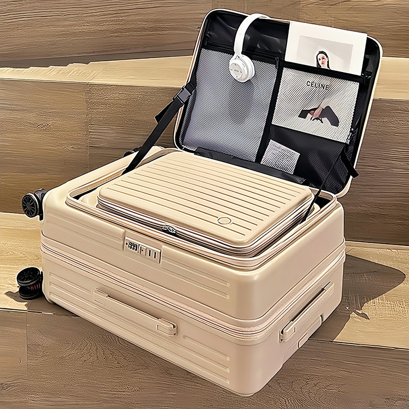 不莱玫巧克力登机箱 TGY多功能旅行拉杆箱可扩容20寸行李箱侧开