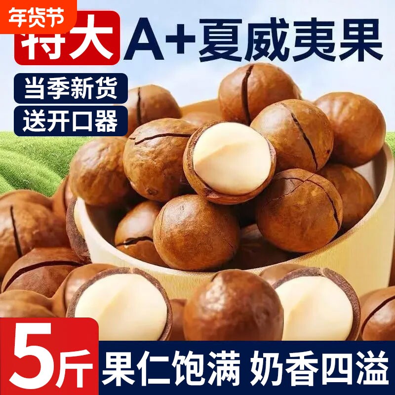 夏威夷果坚果官方旗舰店500g奶油味新年货干果仁零食散装整箱批发