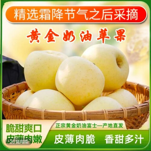 正宗烟台栖霞黄金奶油富士苹果新鲜水果果锈孕妇带皮吃不打蜡糖心