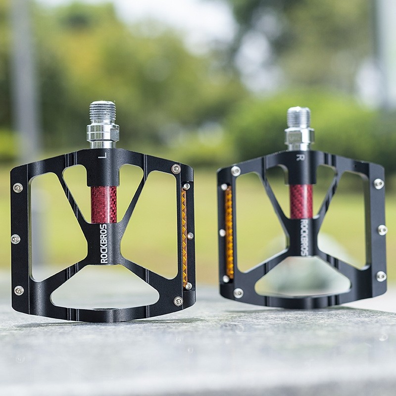 洛克兄弟山地车脚踏自行车脚踏板培林防滑铝合金骑行反光脚蹬单车