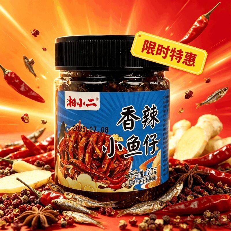 香辣小鱼仔湖南特产柴火鱼休闲解馋开胃下饭菜罐装即食180g