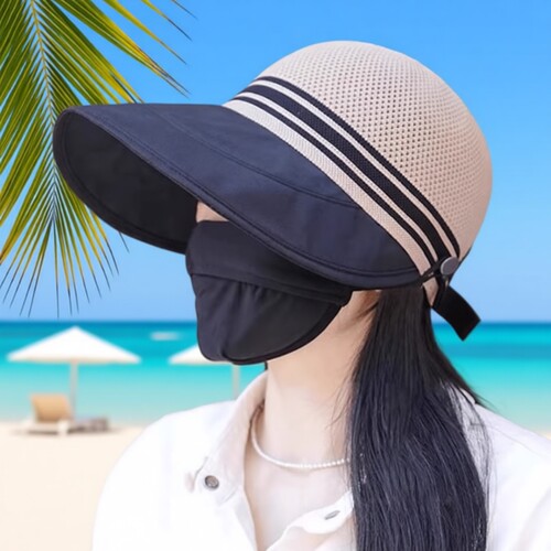 2026防晒遮阳帽子女夏季透气空顶遮脸渔夫帽大帽檐镂空冰丝速干
