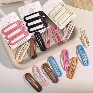 莫兰迪色方形发夹侧边夹刘海夹子头饰发卡后脑勺碎发bb夹发饰水滴