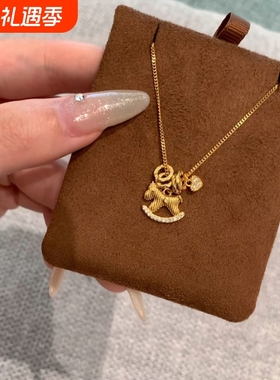 金店同款CNC精工马上有钱项链国潮新中式锁骨链摇摇木马手链