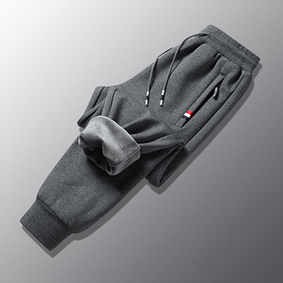 子男士 2025加绒加厚保暖束脚运动棉裤 休闲长裤 秋冬季 新款 纯棉卫裤