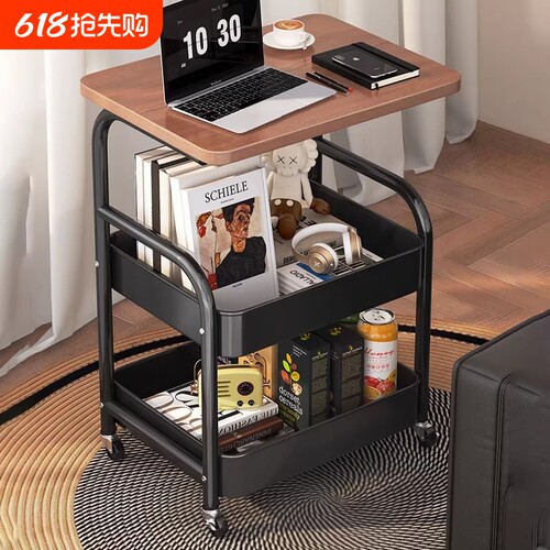 可移动小推车收纳置物架床头柜客厅沙发边几茶几零食收纳架子床边