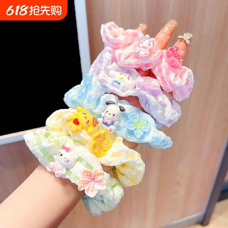 夏季浪漫樱花大肠发圈可爱美乐蒂发绳少女发饰蓝色绿色紫色粉色