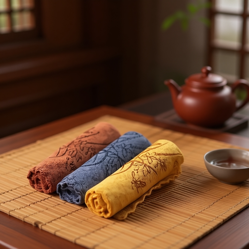高档棉麻吸水茶桌茶巾布