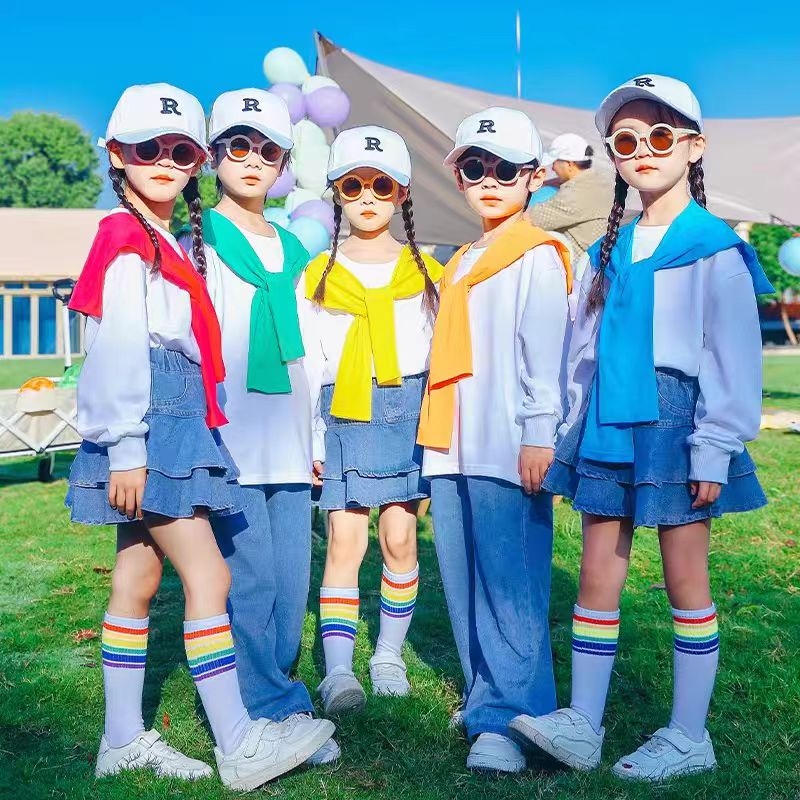 儿童合唱演出服朗诵运动会开幕式服装团体班服卫衣牛仔啦啦队