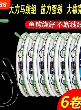大力马线主线组鱼钩套装黑坑pe鱼线大物巨物渔具用品大全双钩溪流