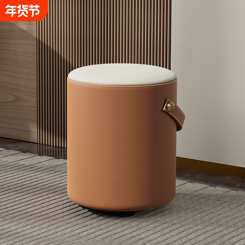 家用梳妆凳椅子入户门换鞋凳子皮圆凳软实木耐用静音防滑化妆轻奢,住宅家具,矮凳,淘宝优惠券,粉丝福利购,淘宝优惠卷