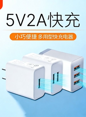 工厂直发5v2a充电头双口充电器usb插头适用苹果华为oppo小米vivo安卓手机耳机台灯手表1a小功率通用充电头