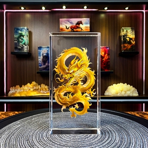 轻奢艺术招财中国龙虎水晶摆件家居入户玄关乔迁新居装饰工艺礼品