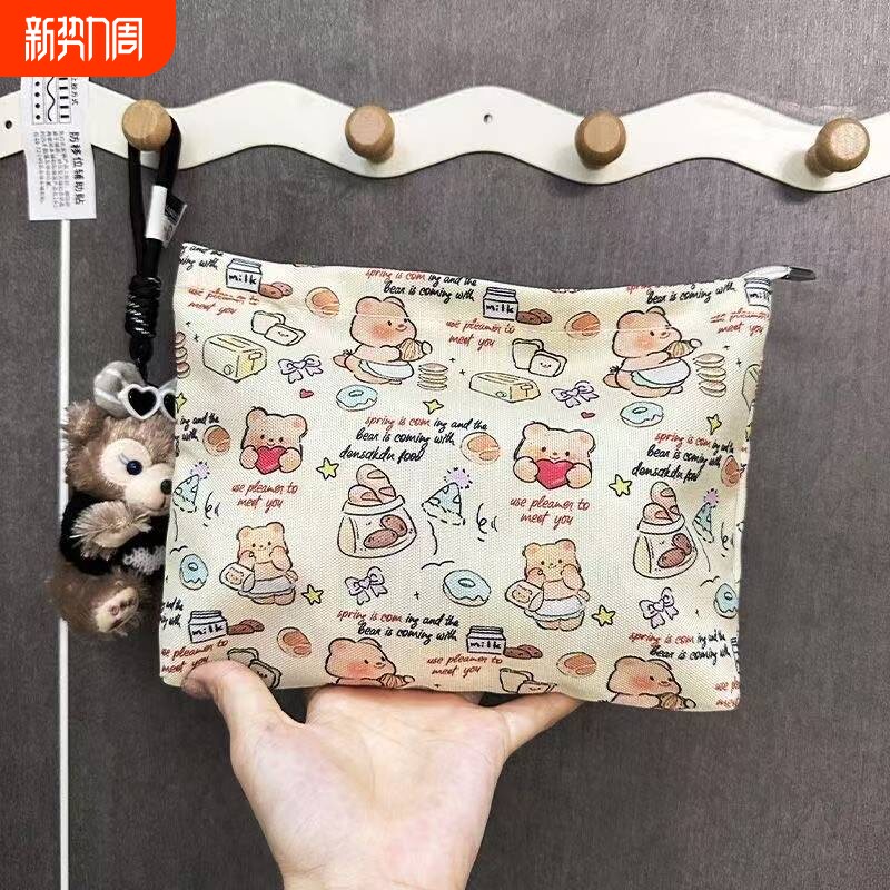 新款ins帆布袋大容量化妆手包便携小物件收纳袋旅行耳机包零钱包