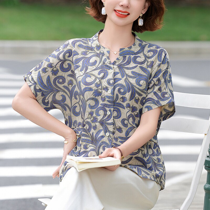 洋气妈妈夏装短袖T恤套装新款中老年人高端女装衣服端庄大气上衣