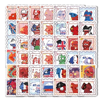 CH国拟邮票贴纸卡通可爱趣味英法