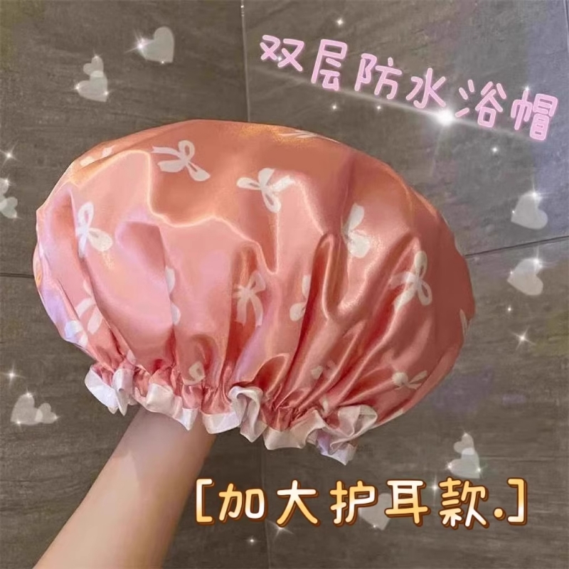 浴帽女防水洗澡家用双层高级淋浴帽2025新款厨房防油烟发套头套帽
